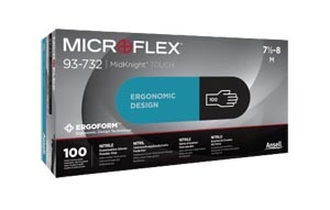 ANSELL MICROFLEX MIDNIGHT TOUCH NITRILE EXAM GLOVES, 93732070