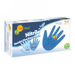 BeeSure Nitrile Exam PF Gloves (S) 100Bx