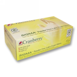 Cranberry Sigma Latex Exam Gloves (M) 100Bx
