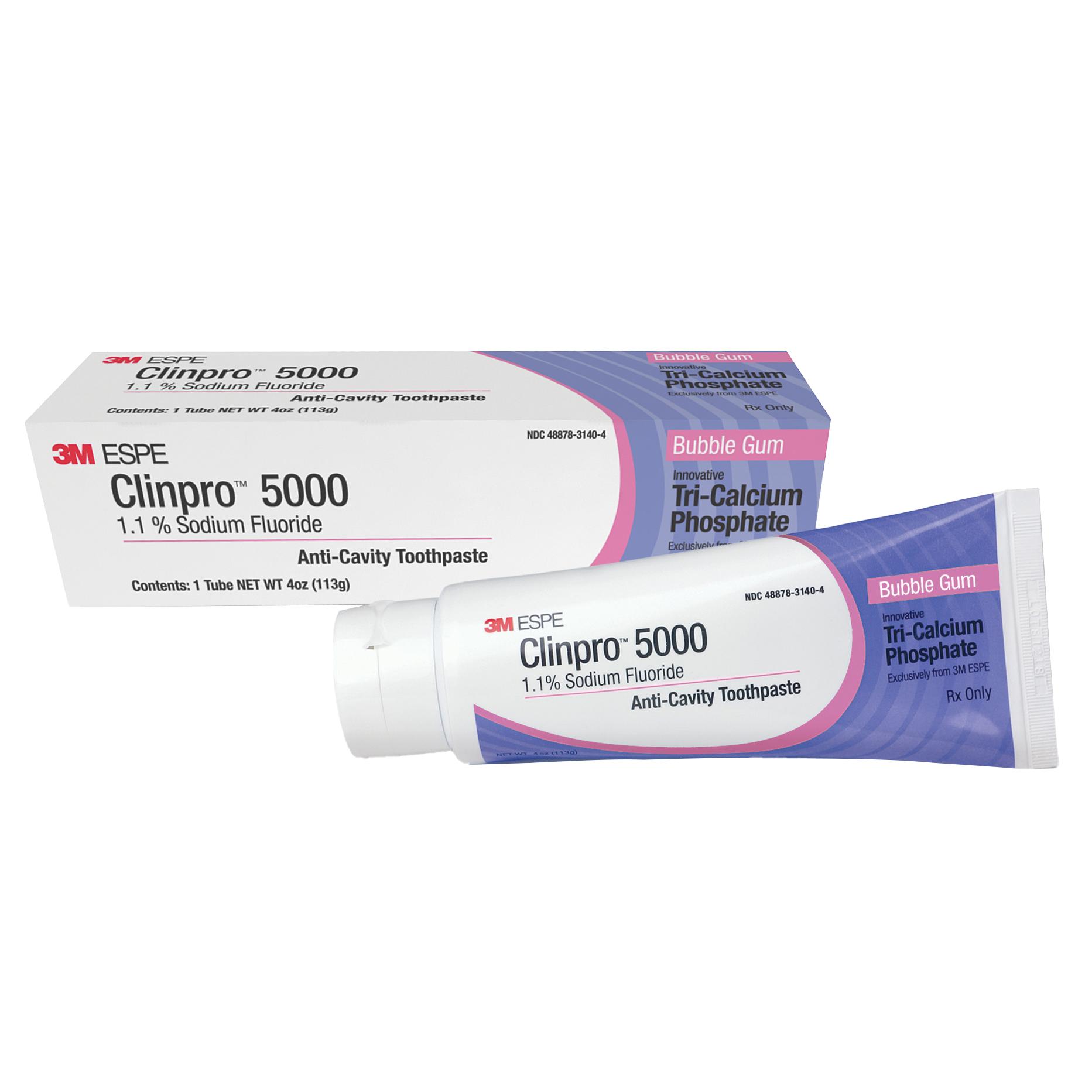 Clinpro 5000 Toothpaste 1.1% NaF Dentifrice Bubblegum 4oz Tube Ea