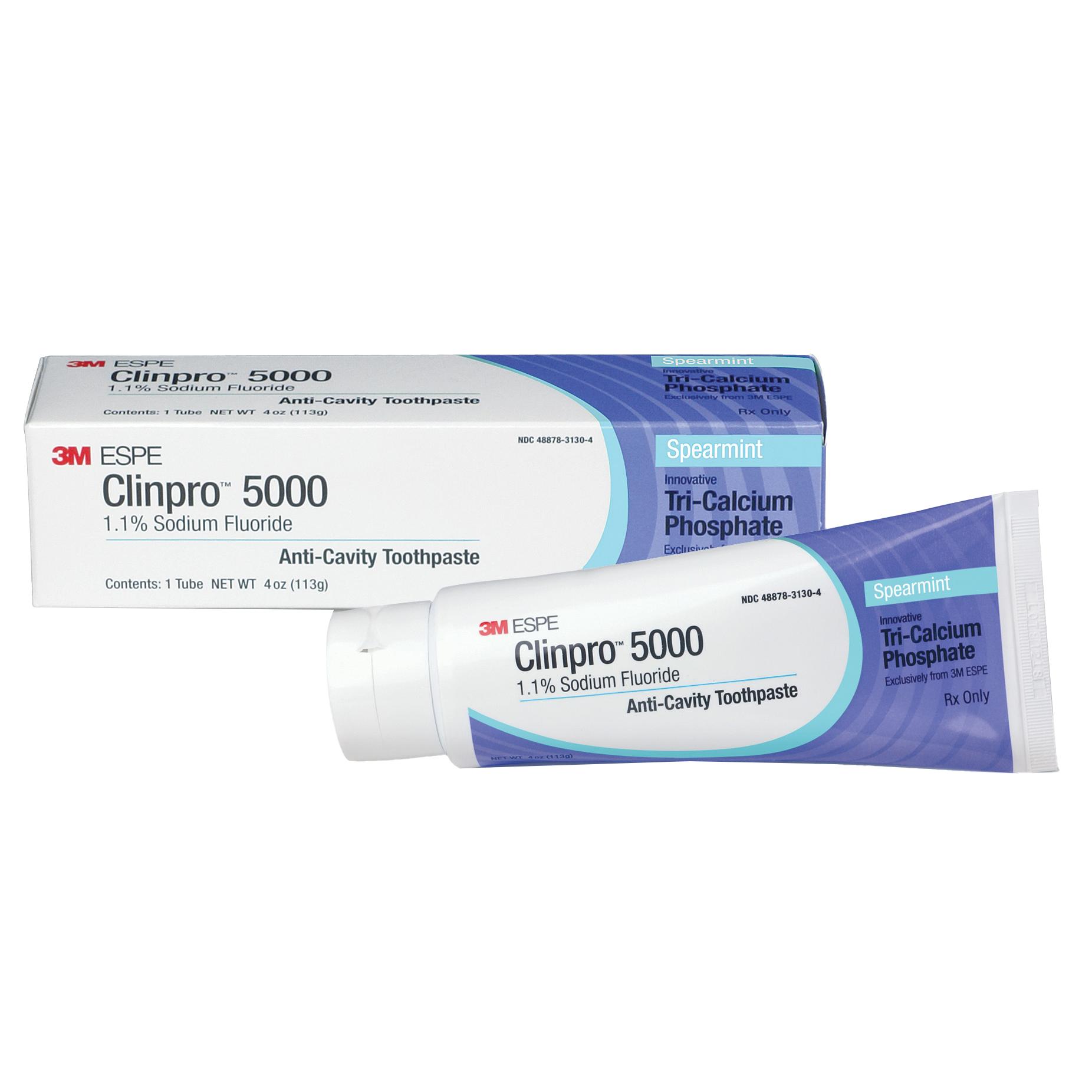 Clinpro 5000 Toothpaste 1.1% NaF Dentifrice Spearmint 4oz Tube Ea