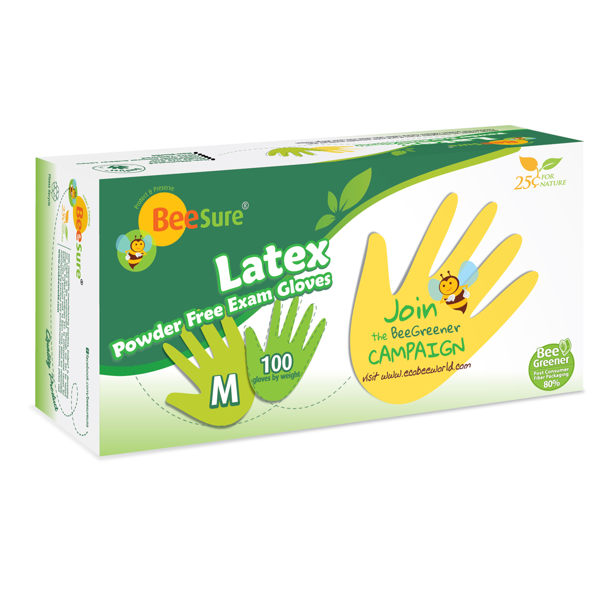 BeeSure PF Latex Gloves (XL) 100Bx