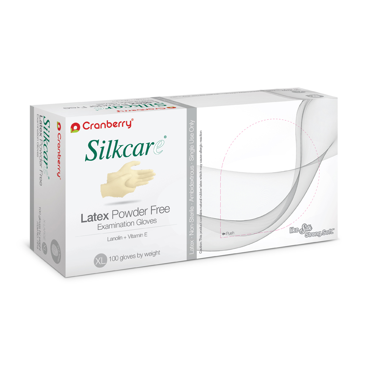 Cranberry Silkcare PF Latex Gloves (XS) 100Bx