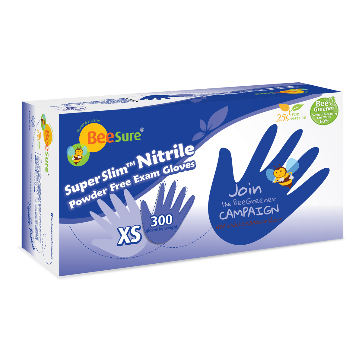 BeeSure SuperSlim Nitrile Glove (XS) 300Bx