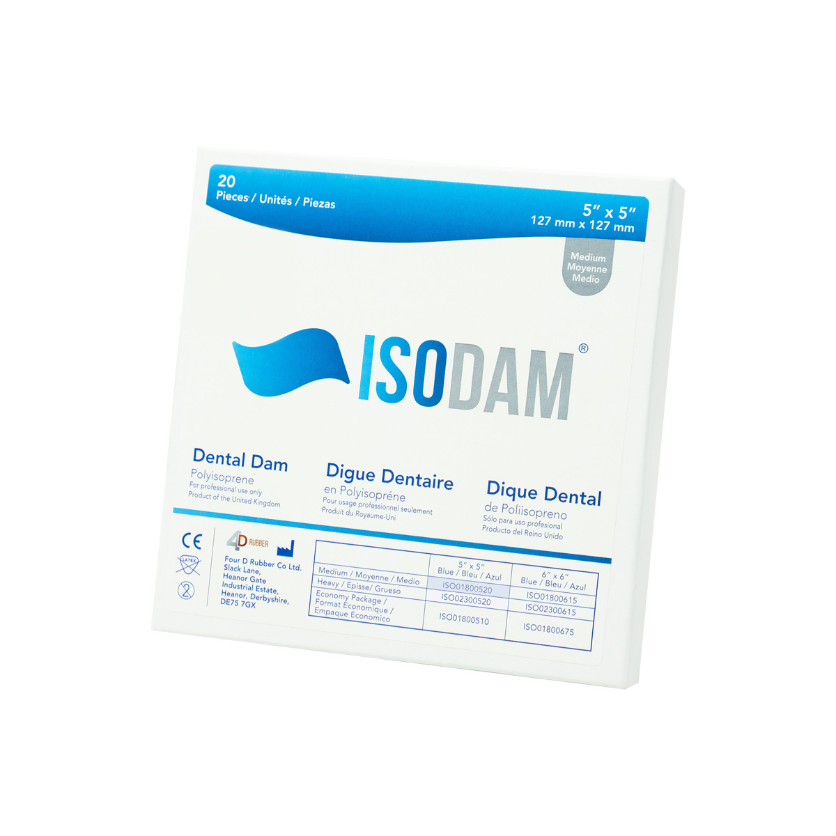 Isodam 5" x 5" Non-Latex Blue 20Bx