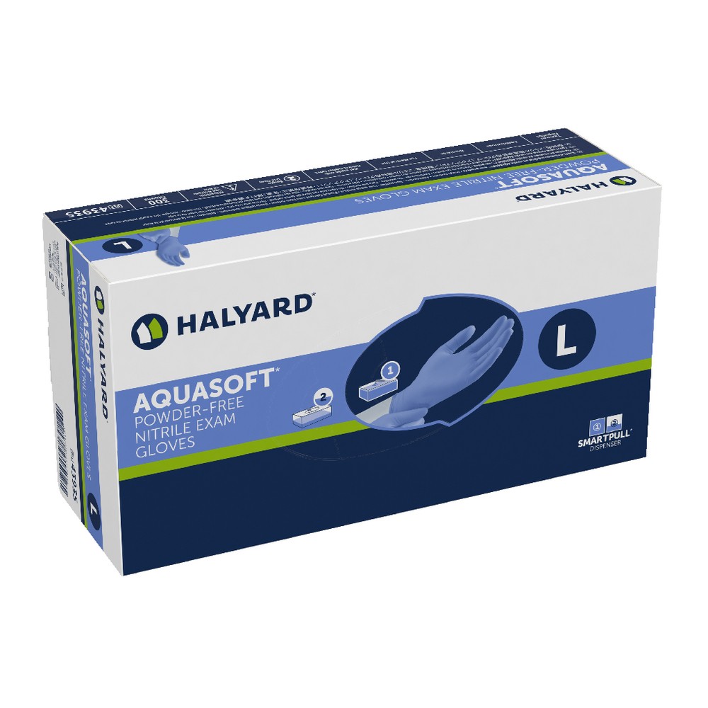 AquaSoft Blue Nitrile Gloves Large 300/Box