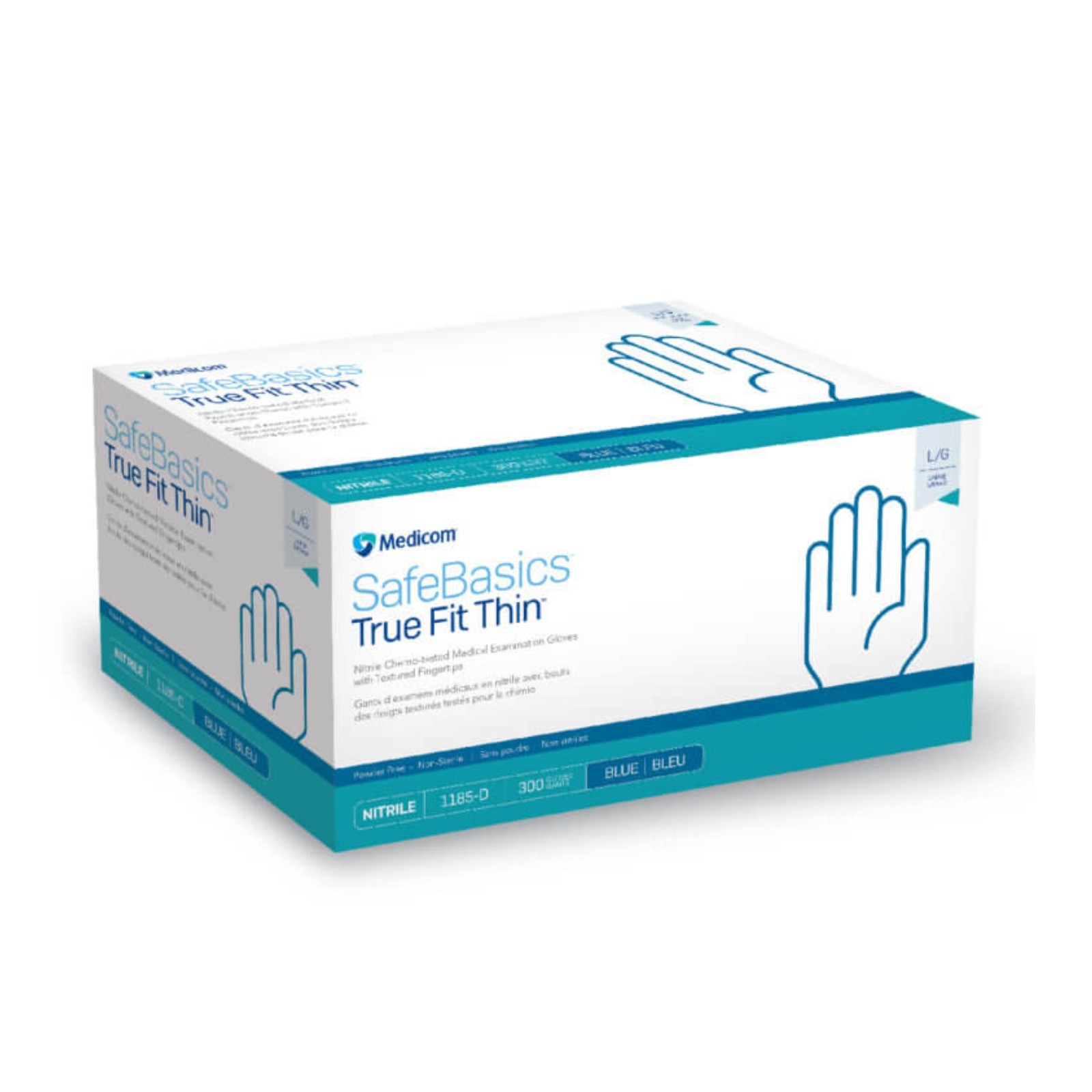 MEDICOM MEDIUM AFEBASICS TRUE FIT THIN NITRILE EXAM GLOVES, 1185-C