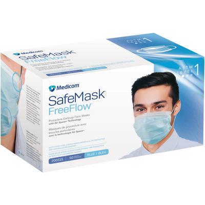 SafeMask FreeFlow Face Mask Level 1 Blue 50Bx
