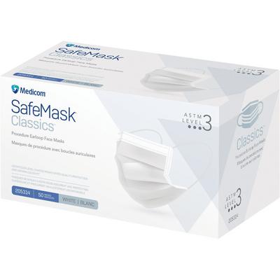SafeMask Classics Earloop Masks Level 3 White 50Bx