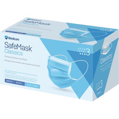 SafeMask Classics Earloop Masks Level 3 Blue 50Bx