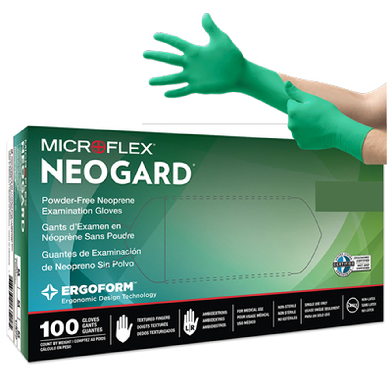 Microflex - Neoguard Chloroprene Latex Free Powder Free Green Exam Gloves - X-Small