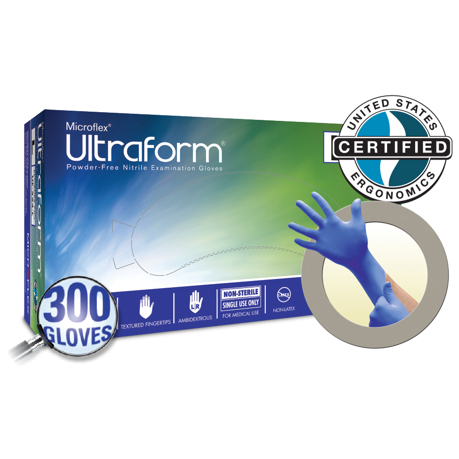 Ultraform PF Nitrile Exam Glove (S/M) 300Bx