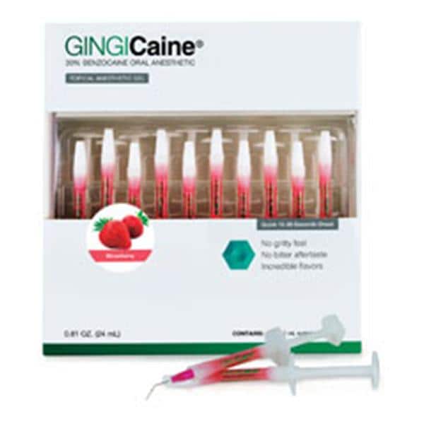 Gingicaine Topical Anesthetic Gel Syringe Strawberry Complete Unit 20Pk