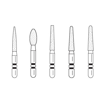 Premier - Two Striper Flat-end taper Short Cut Diamond Friction Grip Burs - Short-Cut FGSS